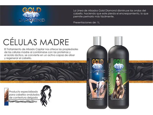 Kit de Alisado Gold Diamond 2P 250ml – Fuerza y Nutrición con Células Madre